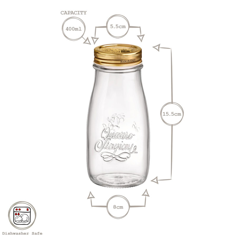 Glass Condiment Caddy, 15.5cm H x 8cm W x 8cm D
