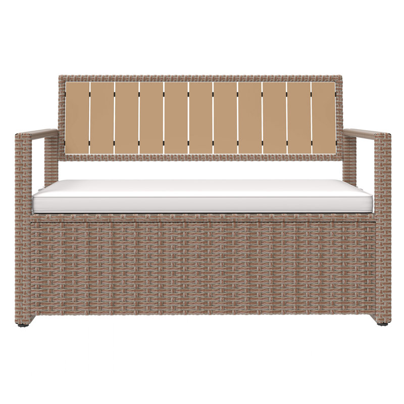 Balconera 70 Gallon All-Weather PE Rattan Storage Bench, Beige