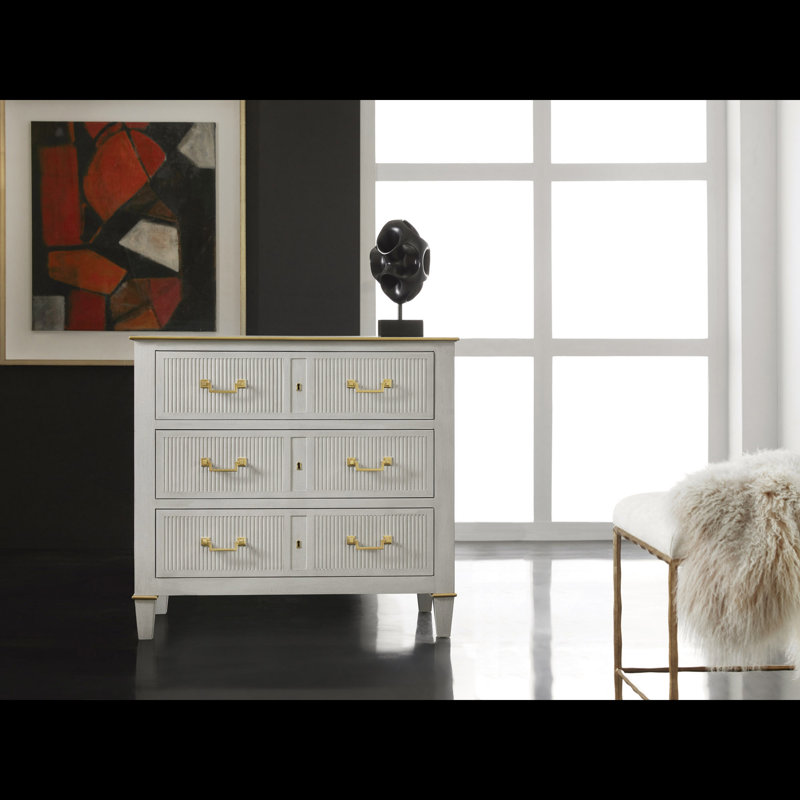 Modern History 3 - Drawer Solid Wood Dresser, Gray