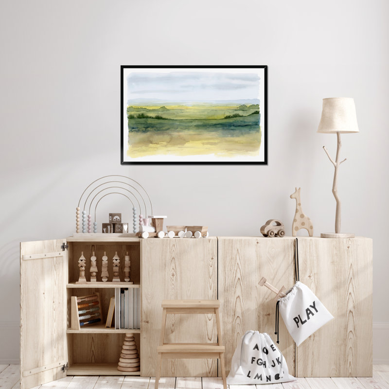 Golden Strata I by Grace Popp - Painting, 65cm H x 95cm W, Black Framed Paper Print