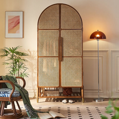 Rattan Double Door Storage Cabinet With Shelves Accent Cabinet by Dream cabinet