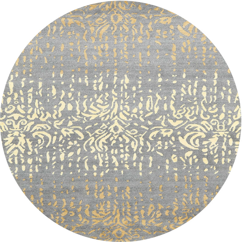 Tapis gris/crème/brun contemporain, Rond 3 pi