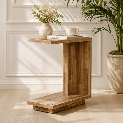 Table de bout en C, table de chevet en bois