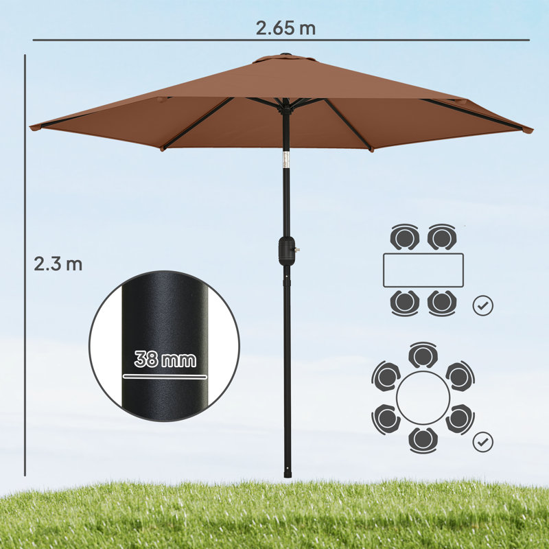 265cm Market Parasol, Brown