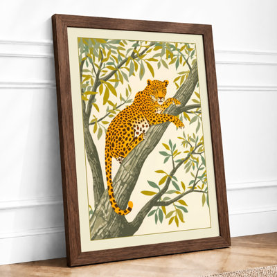 Resting Leopard Botanical - Framed Print