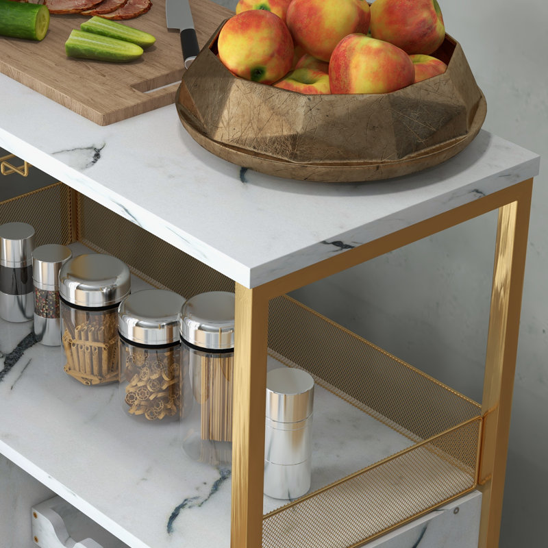 Cabinet/Enclosed Storage Wine Bottle Rack, White/Gold