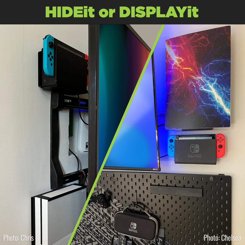 Support mural pour console et interrupteur OLED HIDEit