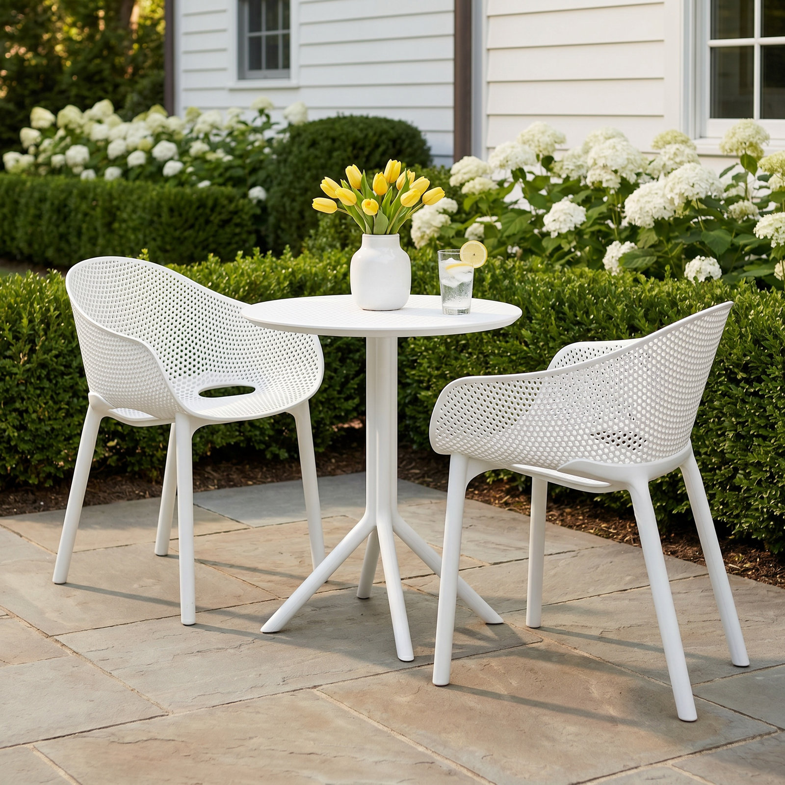 Farrah 24'' Round 2-Person Bistro Set, White