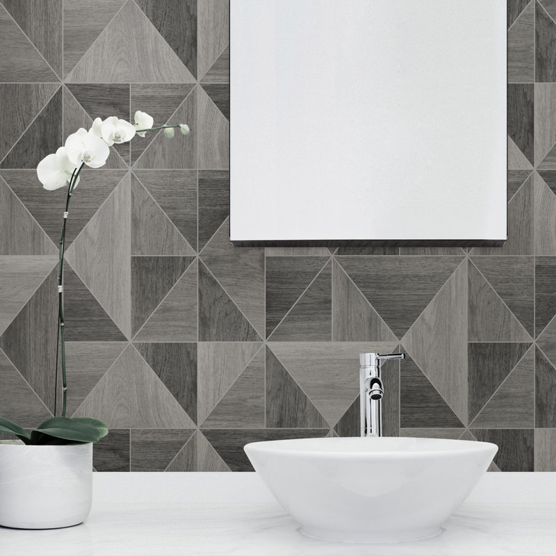 Non-Pasted Geometric Wallpaper Roll, Gray
