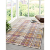 Tapis bleu / mauve / jaune à motif écossais Sease