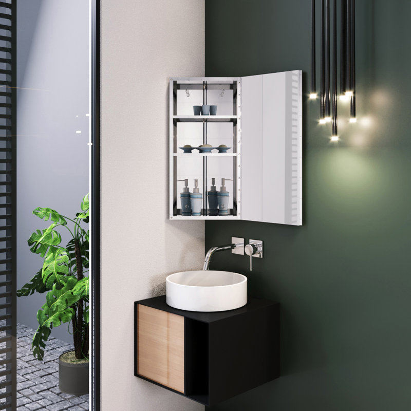 30.6mm W 60mm H Medicine Cabinet Mirror 3 Adjustable