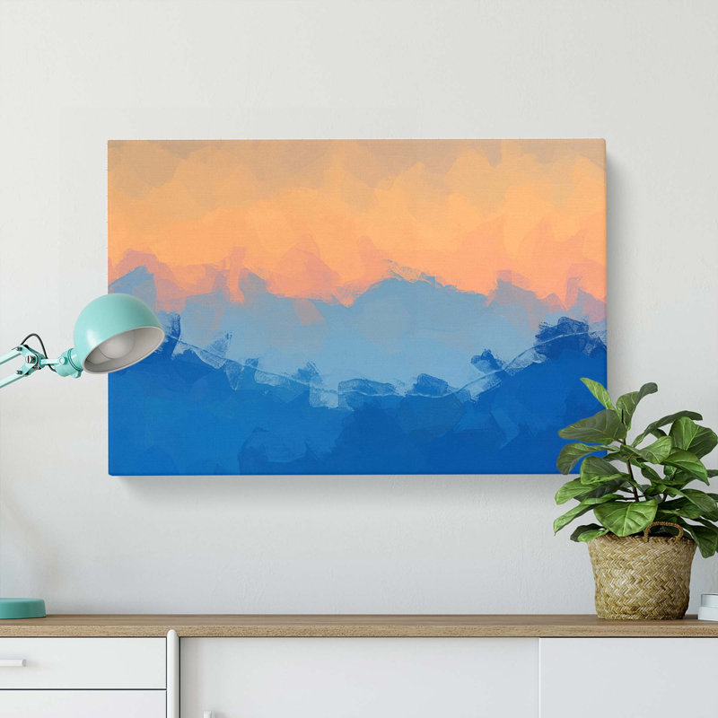 Sunrise Over The Mountains In Abstract - Wrapped Canvas Painting, 50cm H x 76cm W x 3cm D