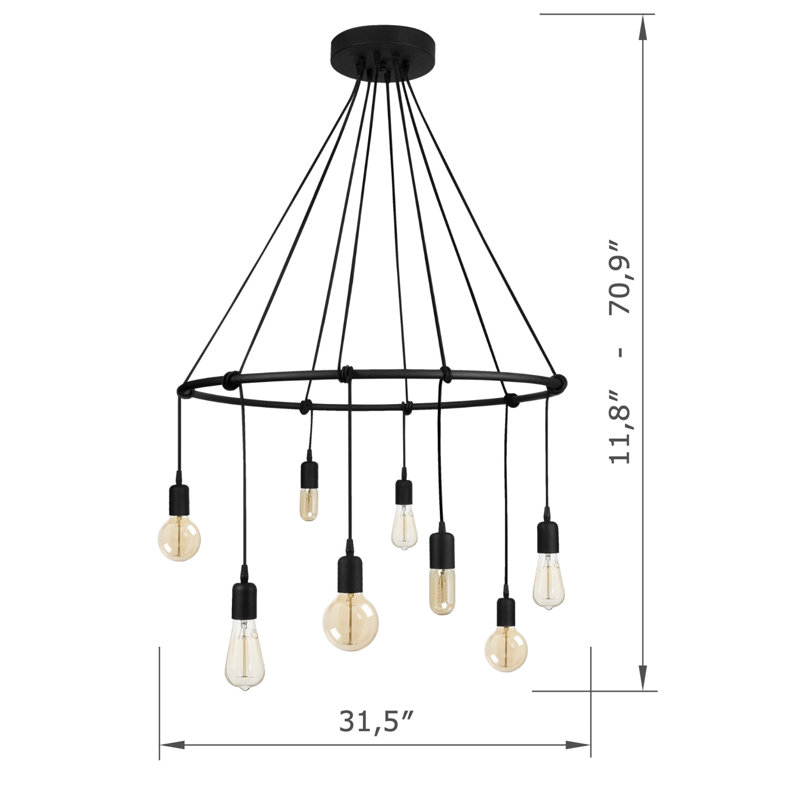 Lustre 8 lumières en métal