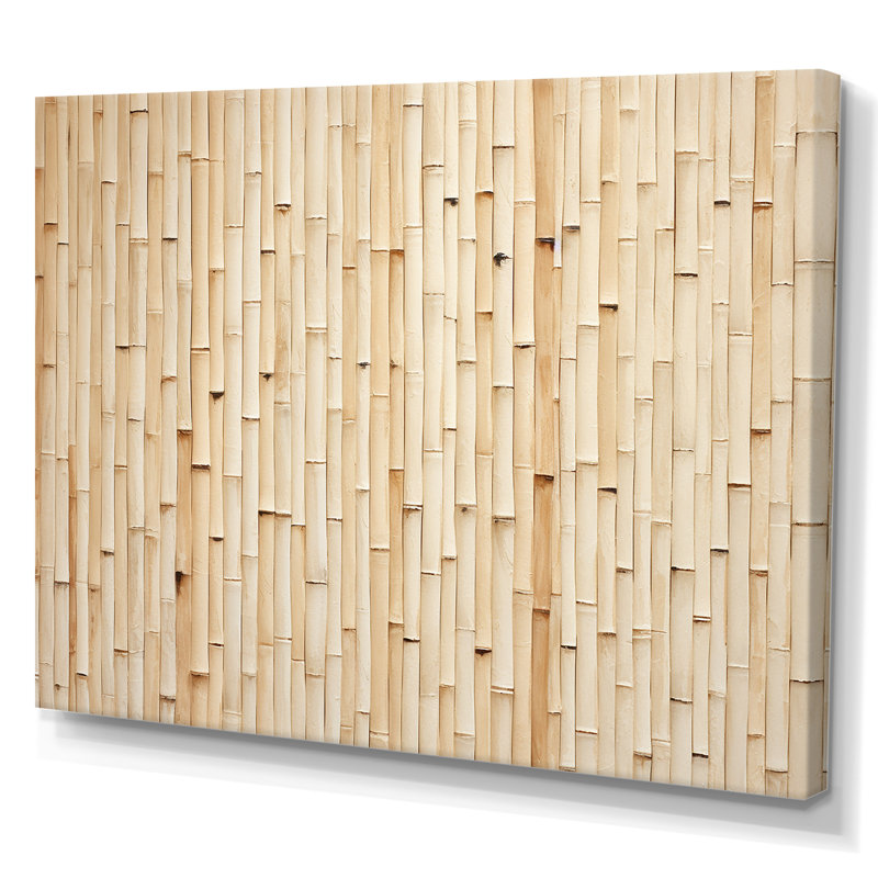 Minimalisme beige bambou sérénité - art mural en bambou, H 30 po x l 40 po x P 1,5 po, Toile tendue