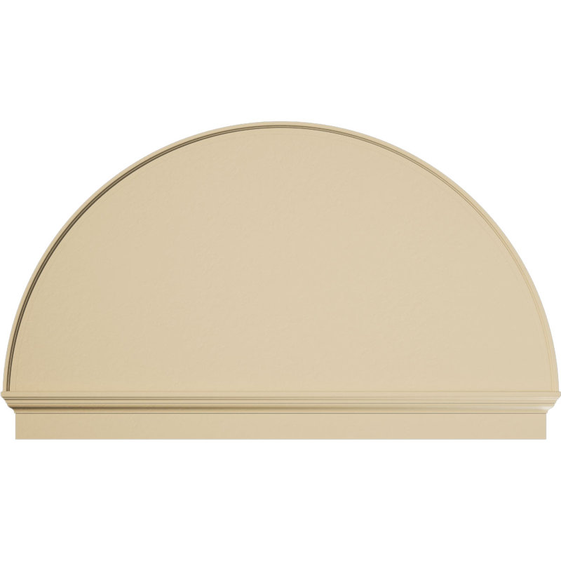 Demi-rond signature fronton en uréthane, brun clair apprêté, 66 po x 39,75 po x 2,75 po, Combinaison, Lisse