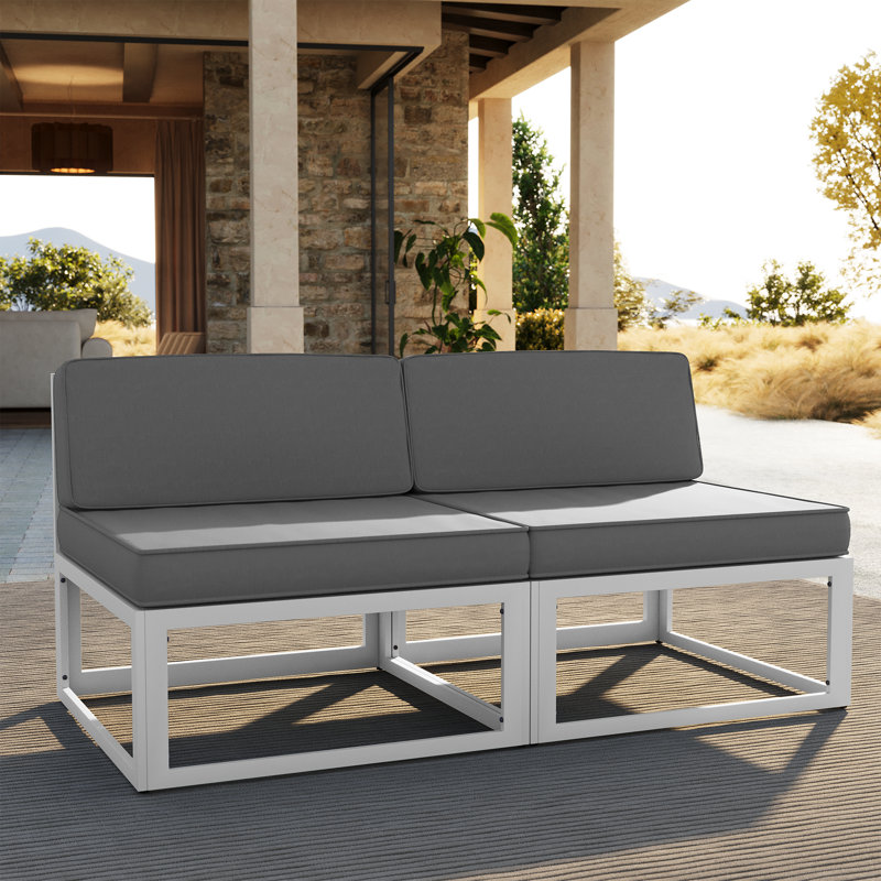 Ensemble de 2 chaises d'appoint de patio en aluminium pour l'extérieur (ensemble de 2), Gris, Argent argent