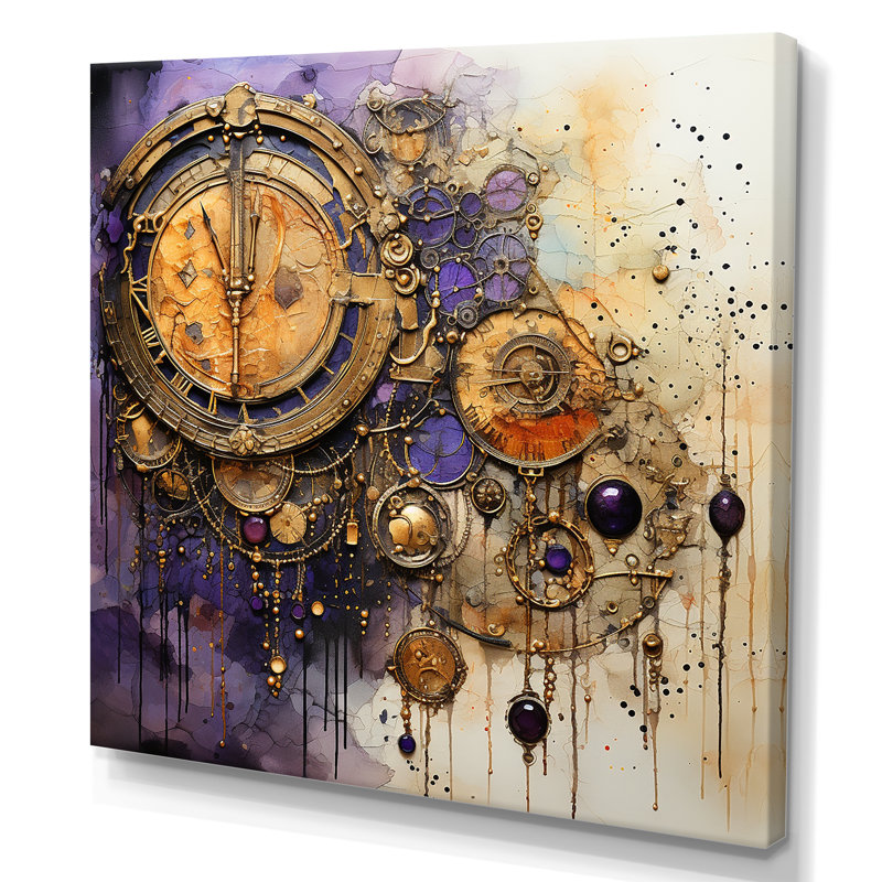 Mauve et jaune, collage intemporel I - Classics, art mural, Toile tendue, H 30 po x l 30 po x P 1,5 po