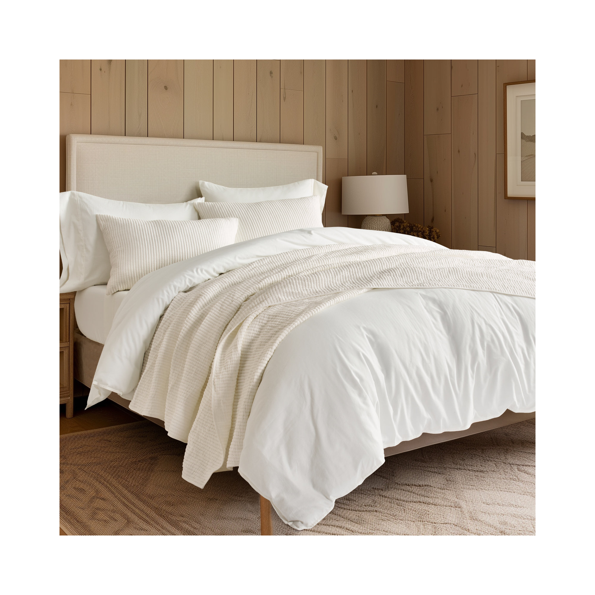 Ribbed Matelassé Cotton Coverlet Set, King Quilt + 2 King Shams, Cream
