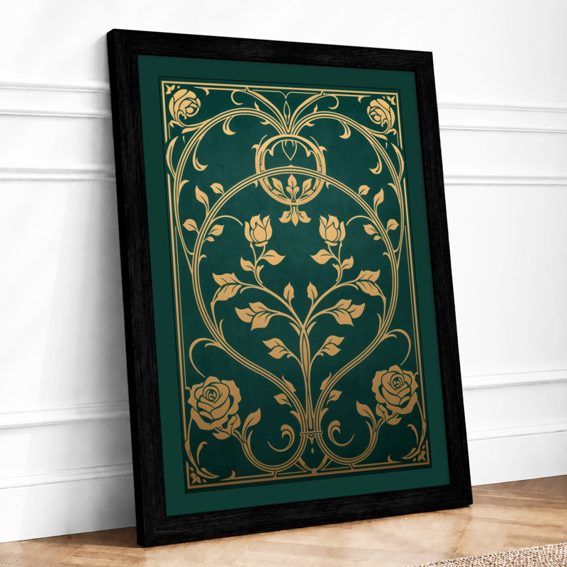 Gilded Urn Botanical - Framed Print, Black, A4 - 29.7 x 21.0 cm