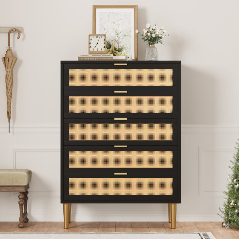 Commode 5 tiroirs Modern Farmhouse Rattan