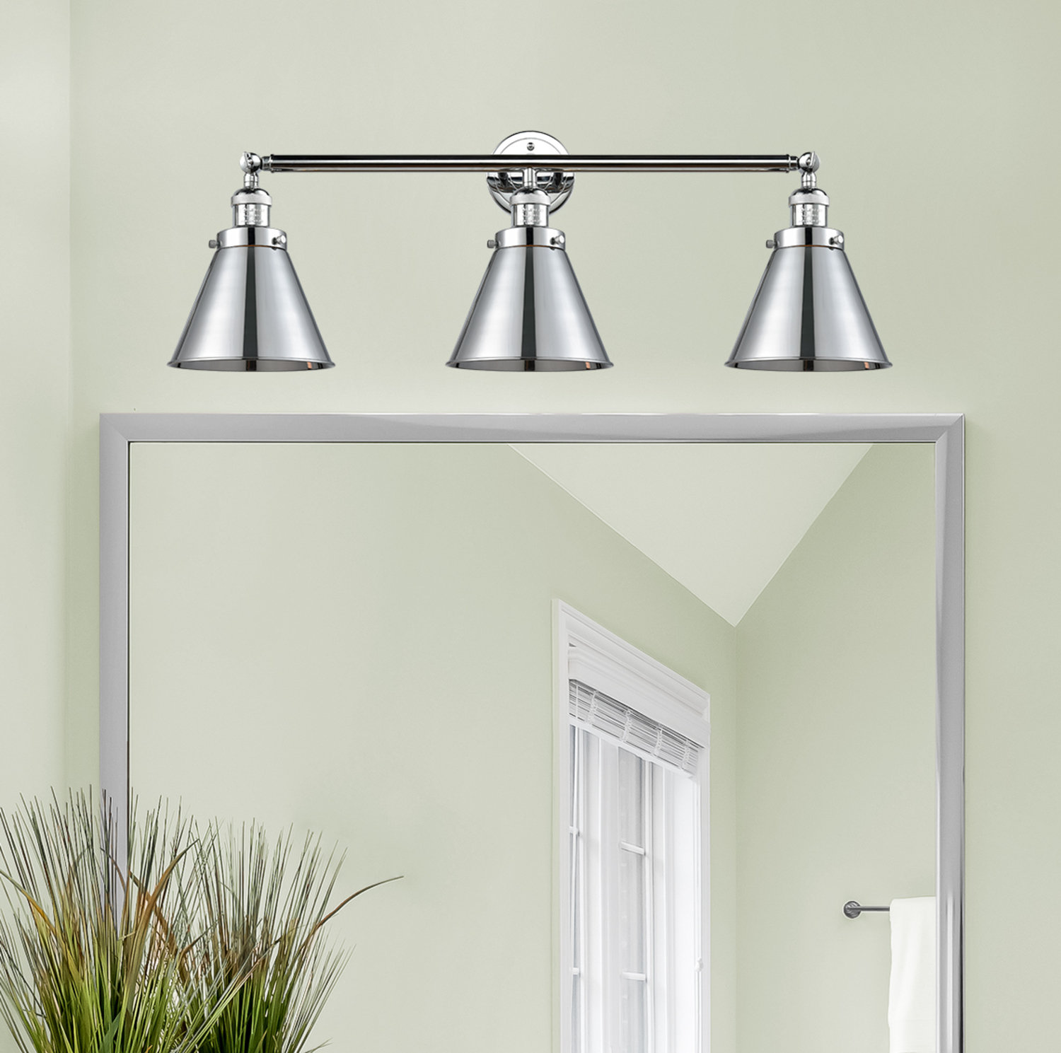 Rouvin 3 Light Dimmable Vanity Light, Polished Chrome