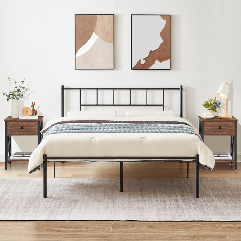 Steel Piece Bedroom Set, Queen, Brown