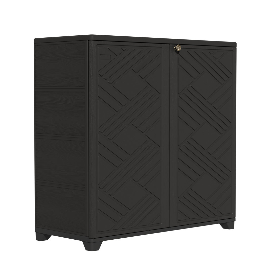Decksplore 75 Gallons Diamond-Shaped Outdoor Storage Sheds with Shelf Decksplore Color: Black