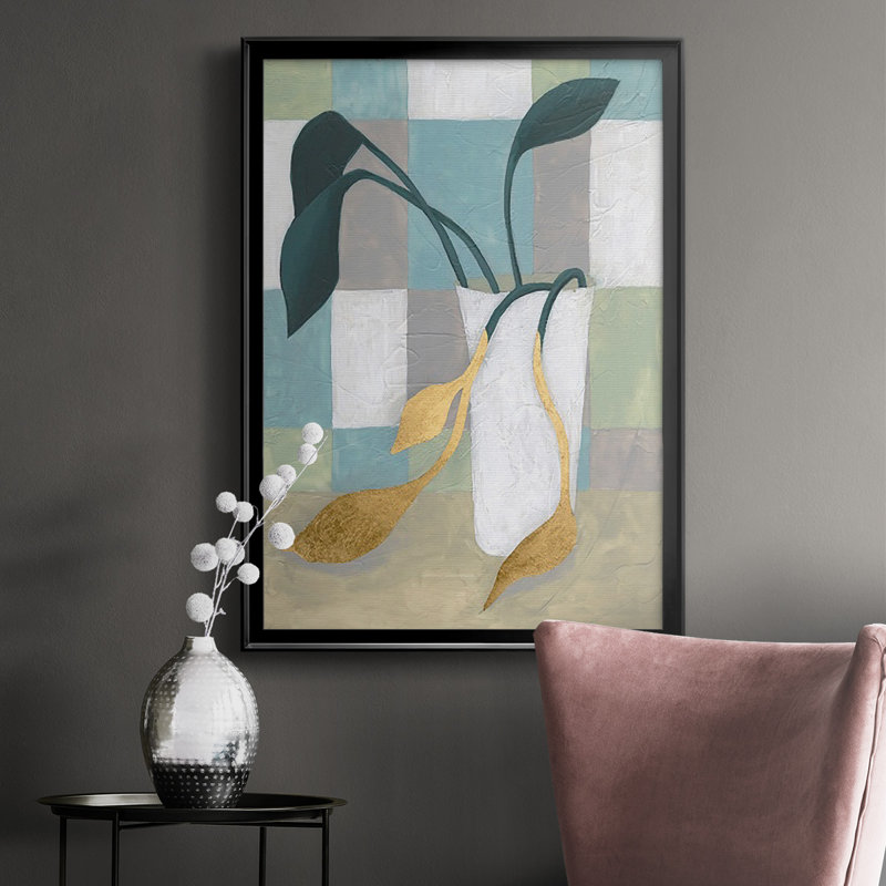 Plant Vased I, reproduction d'art encadrée, Noir, noir, noir, noir, H 24,5 po x l 18,5 po x P 1 po