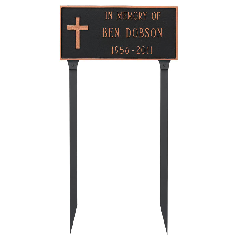 Plaque d'adresse commémorative Rugged Cross, Oui, Bronze vieilli / Or