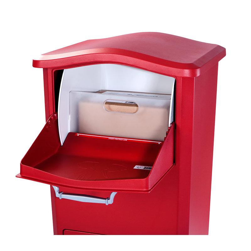 Red Aluminum Lockable Parcel Drop Box with Rotating Drum