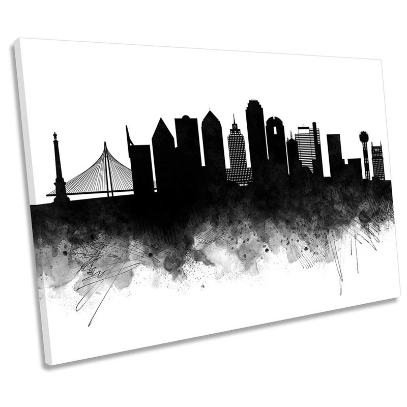 Dallas Abstract City Skyline - Wrapped Canvas Print, 40.6cm H x 61cm W x 2cm D