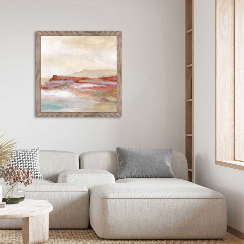 Marguez Twilight Desert Mirage par Carol Robinson - Peinture, L 25,5 po x H 25,5 po, Encadrement brun