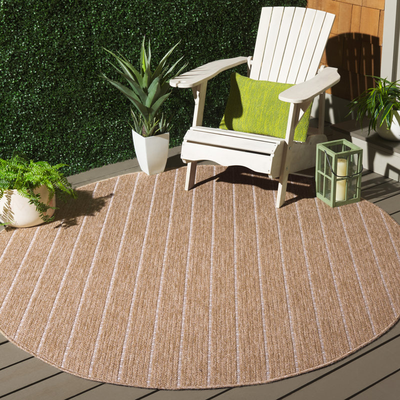 Denju Retreat Performance Striped Rug, Round 6'7"