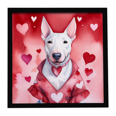 Bull Terrier My Valentine, reproduction d'art encadrée