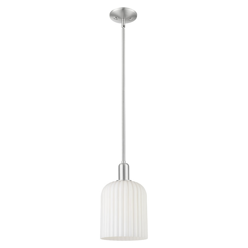 Downtown Urban - Voile de mariée - Mini-luminaire suspendu 1 tige, H 13,25 po x l 8 po x P 8 po, Blanc brillant