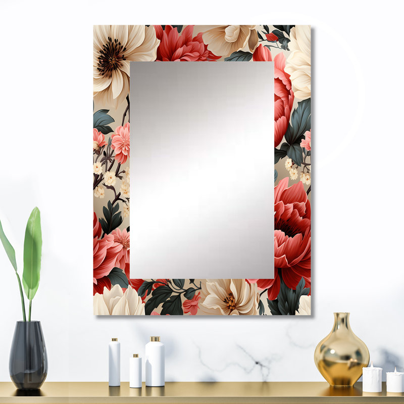 Scunthorpe Boho Victorian Romance Victorian Pattern - Floral Wall Mirror, Cottage Decorative Mirror, Printed Metal Art