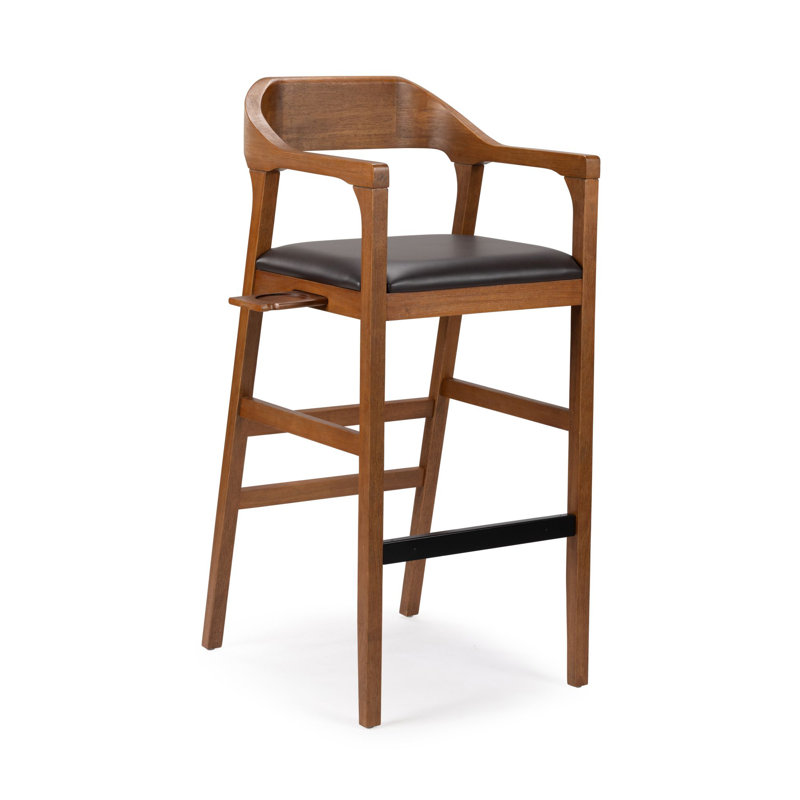 Kolpack Stationary Bar Stool - Chestnut Wire-Brush Finish, Extra Tall (34" Seat Height)
