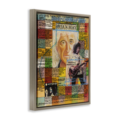 Brian May Collage Brown Framed Floater Canvas Wall Art by Sabin