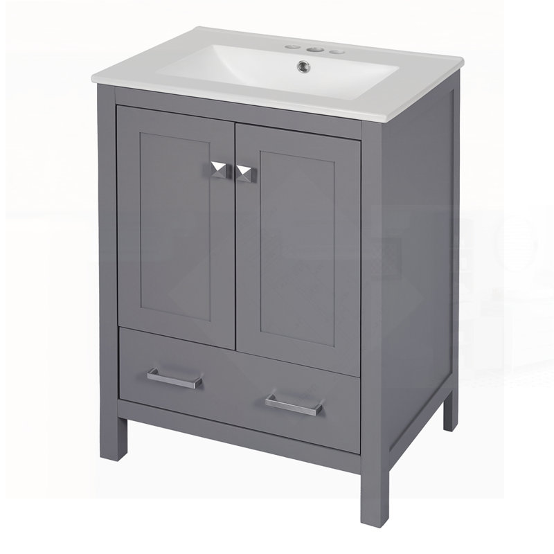 Meuble-lavabo moderne avec lavabo encastré intégré, portes à fermeture en douceur et solutions de rangement polyvalentes pour une organisation efficace.