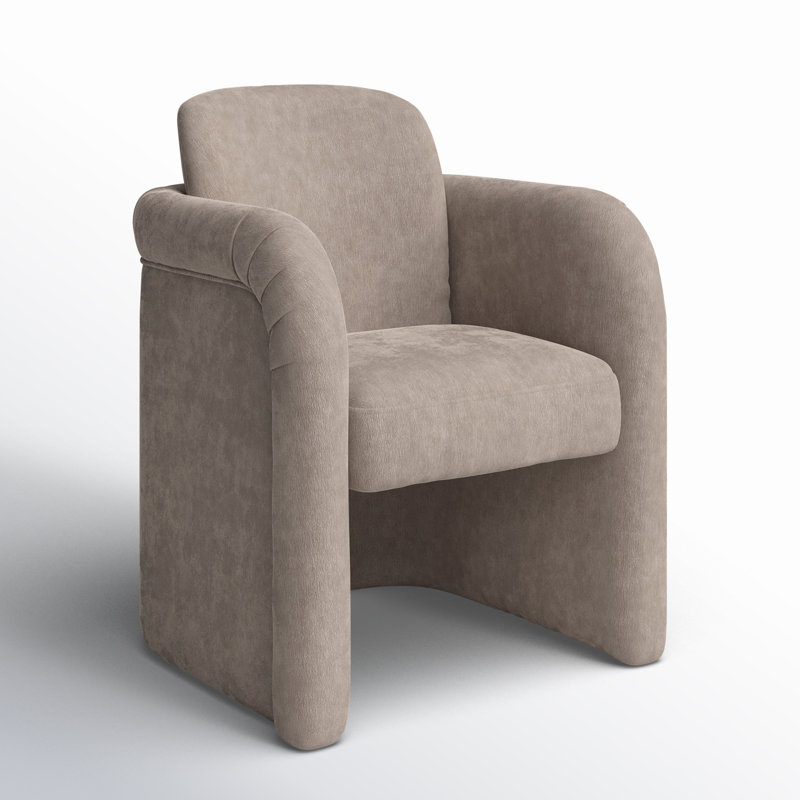 Becca Rolling Dining Arm Chair, Light Beige Performance Chenille