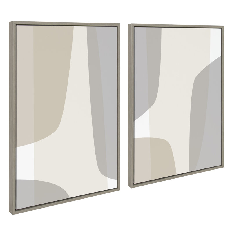 Comforting Curves Abstract No 1 and No 2 by The Creative Bunch Studio Framed Canvas Wall Art Set