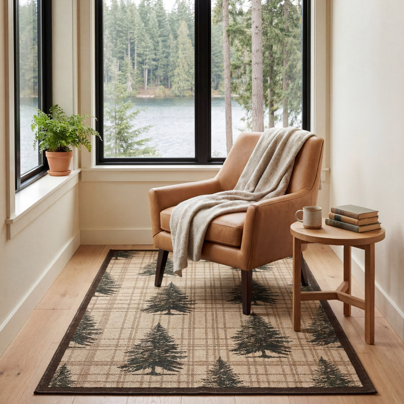 Eddie Bauer Printed Washable Rugs, Brown Multi, Rectangle 3' x 5'