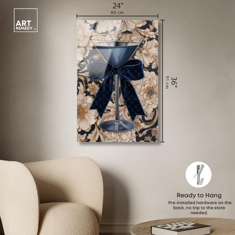 «Blue Velvet Martini Glam» par Art Remedy, H 36 po x l 24 po