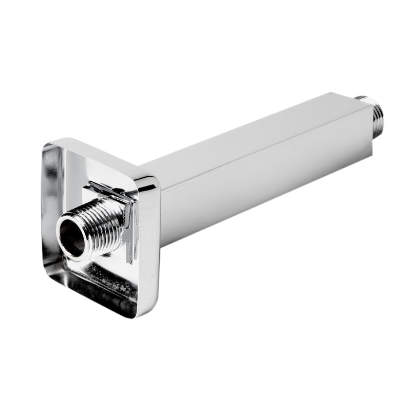 Black Matte 6" Square Ceiling Shower Arm, Polished Chrome