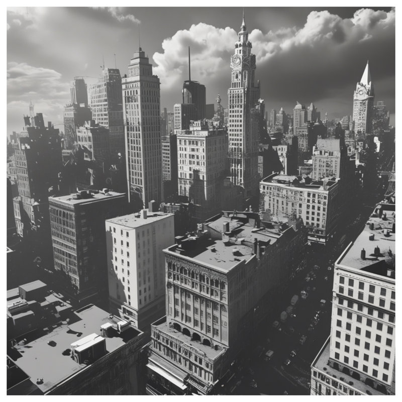 Tapisserie murale noire «Cityscape», 104 po H x 88 po avec 4 œillets