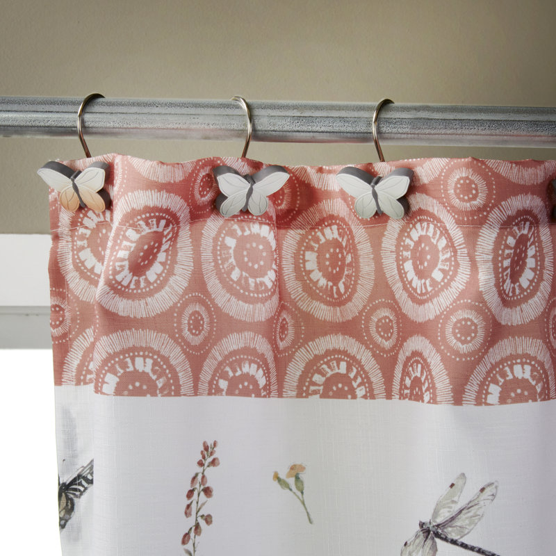 Butterfly Painted Resin Shower Curtain Hook Set, 12 Pieces