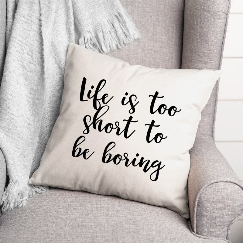 Black And White Typography Collection Throw Pillow