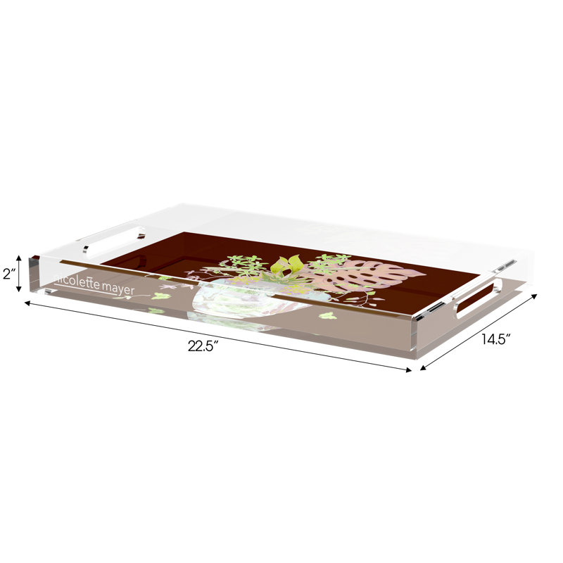 Monkey Large Jungle Acrylic Rectangle Decorative Tray, 12.5"W x 7.75"D x 2"H, Chocolate Lime