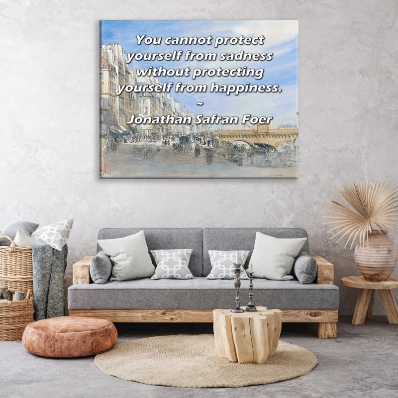 Toile tendue de la galerie ArtsyQuotes par Jonathan Safran Foer: «Vous ne pouvez pas vous protéger de la tristesse sans vous protéger du bonheur.