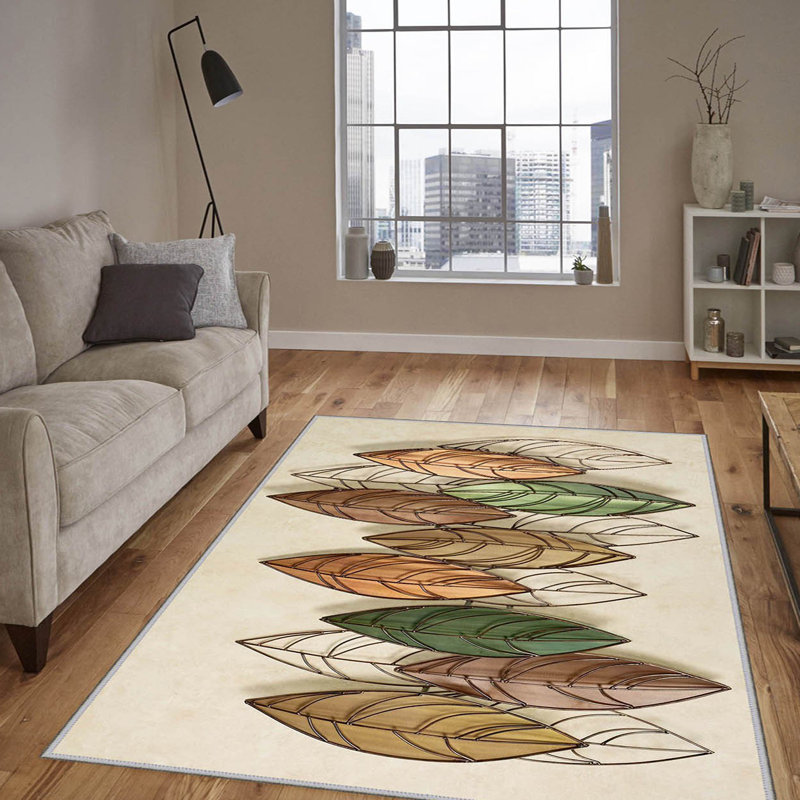 Stylish Woven Carpet, 5.2 x 7.5 Feet | 100% Polyester, 0.3 in Pile Height, Antibacterial, Non-Slip PVC Dot Underside | Machine Washable, 3D Digital Print | Perfect for Living Room, Bedroom & Home Décor